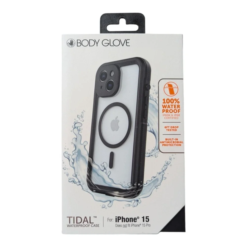 P5. Body Glove Tidal Waterproof MagSafe Case For Apple iPhone 15 - Black/Clear